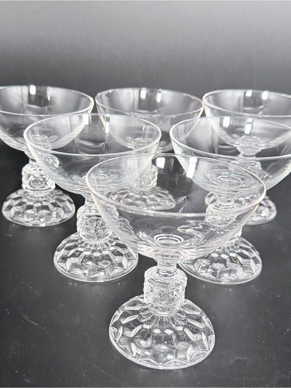 Fostoria American Lady Clear Champagne Tall Sherbet Glasses 5056 Set of 6